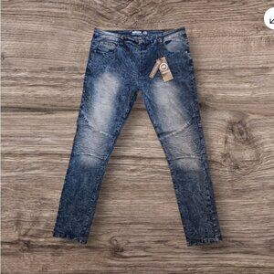MECCA Mens Jeans W38/L32 Since Day One Stretch PREWASH Distressed Blue Denim NWT